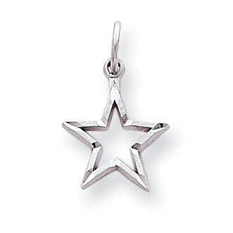10k White Gold Diamond-cut Star Charm 10WC38 - shirin-diamonds
