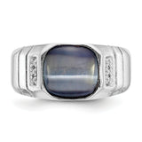 10k White Gold Diamond and Grey Cat's Eye Ring 10X146