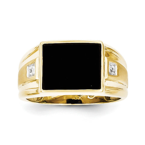 10k Men's Diamond and Black Onyx Ring 10X156 - shirin-diamonds