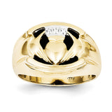 10k Men's Diamond and Black Onyx Claddagh Ring 10X160 - shirin-diamonds
