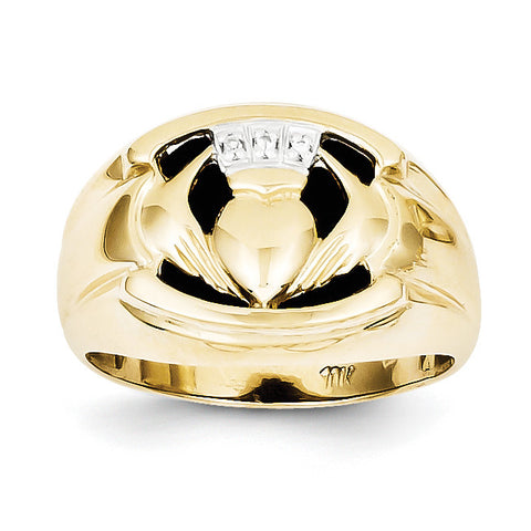 10k Men's Diamond and Black Onyx Claddagh Ring 10X160 - shirin-diamonds