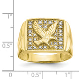 10k & Rhodium .10ct Diamond Mens Eagle Ring 10X19