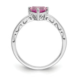 10k White Gold Created Pink Sapphire Ring 10X194