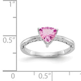 10k White Gold Created Pink Sapphire Ring 10X194