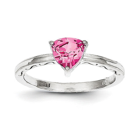 10k White Gold Created Pink Sapphire Ring 10X194 - shirin-diamonds