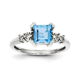 10k White Gold Diamond and Blue Topaz Ring 10X211 - shirin-diamonds