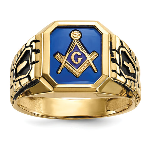 10k Blue Acrylic Men's Masonic Ring 10X27 - shirin-diamonds
