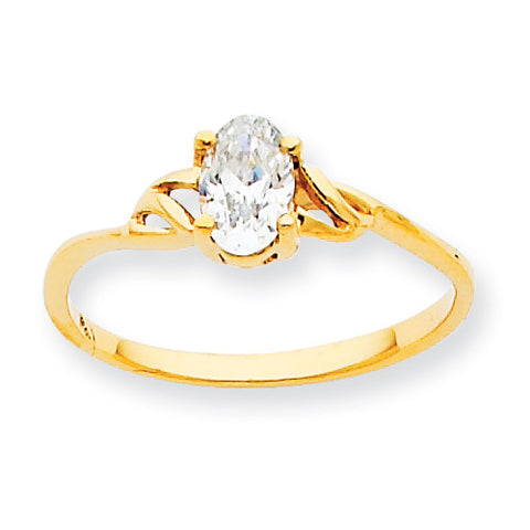 10k Polished Geniune White Topaz Birthstone Ring 10XBR133 - shirin-diamonds