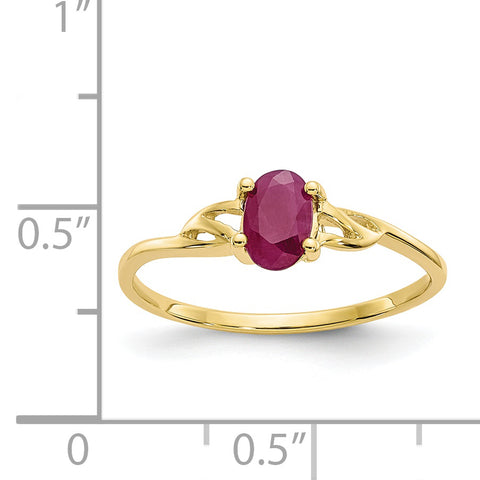10k Polished Geniune Ruby Birthstone Ring 10XBR136