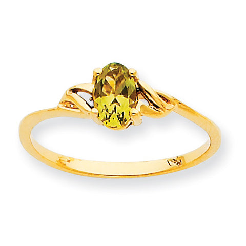 10k Polished Geniune Peridot Birthstone Ring 10XBR137 - shirin-diamonds
