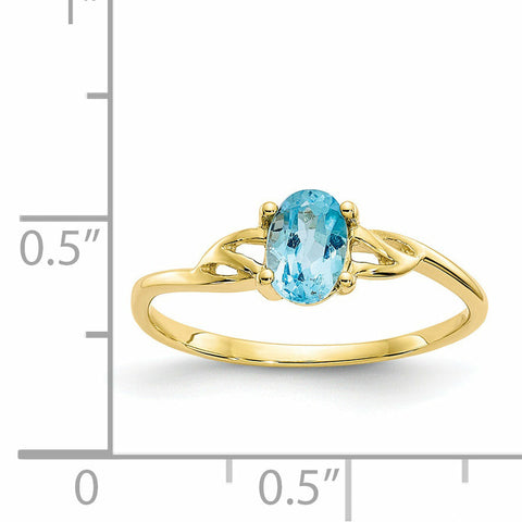 10k Polished Geniune Blue Topaz Birthstone Ring 10XBR141