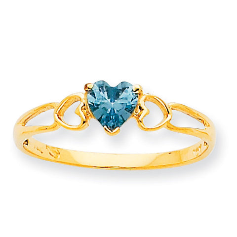 10k Polished Geniune Aquamarine Birthstone Ring 10XBR156 - shirin-diamonds