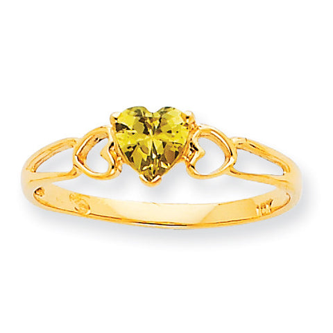 10k Polished Geniune Peridot Birthstone Ring 10XBR161 - shirin-diamonds