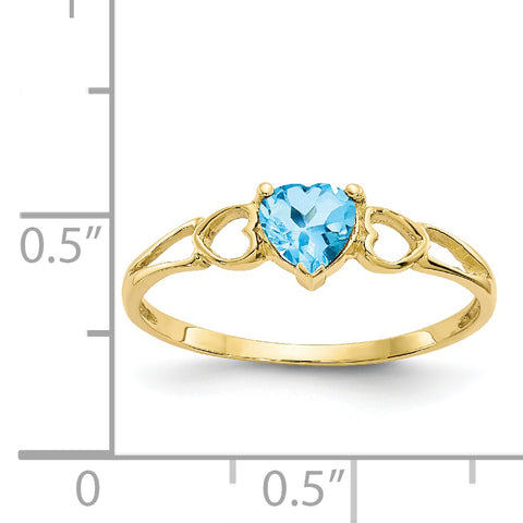 10k Polished Geniune Blue Topaz Birthstone Ring 10XBR165
