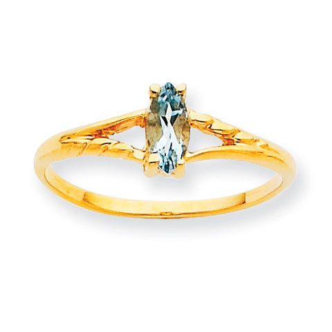 10k Polished Geniune Aquamarine Birthstone Ring 10XBR180 - shirin-diamonds