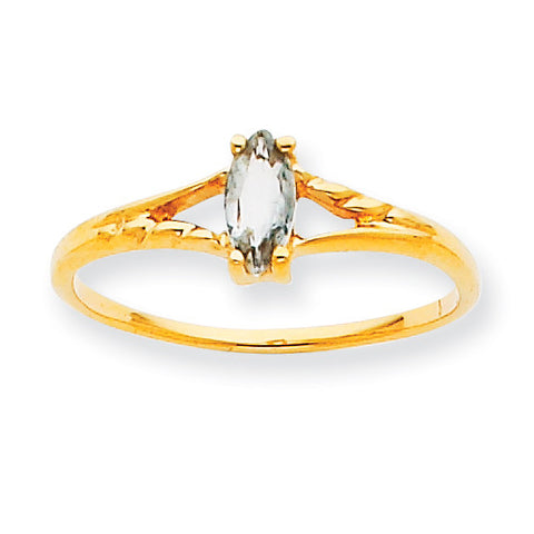 10k Polished Geniune White Topaz Birthstone Ring 10XBR181 - shirin-diamonds