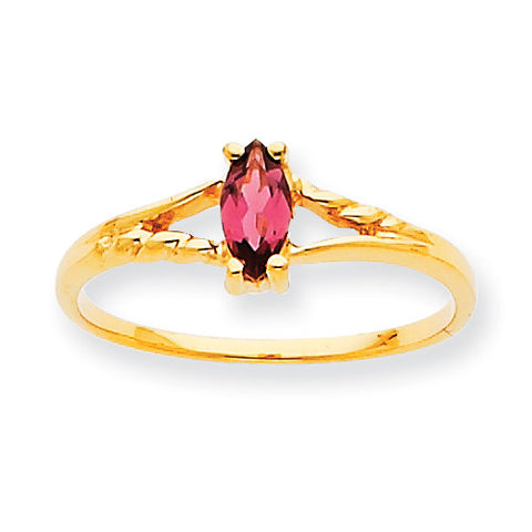 10k Polished Geniune Pink Tourmaline Birthstone Ring 10XBR187 - shirin-diamonds