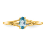 10k Polished Geniune Blue Topaz Birthstone Ring 10XBR189