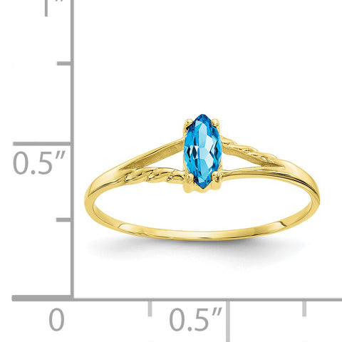 10k Polished Geniune Blue Topaz Birthstone Ring 10XBR189