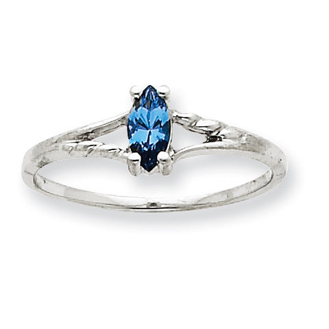 10k White Gold Polished Geniune Blue Topaz Birthstone Ring 10XBR201 - shirin-diamonds