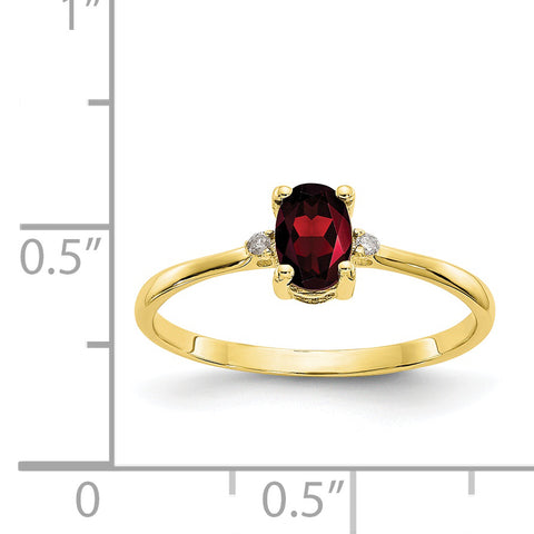 10k Polished Geniune Diamond & Garnet Birthstone Ring 10XBR202