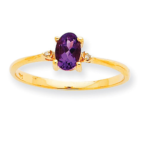 10k Polished Geniune Diamond & Amethyst Birthstone Ring 10XBR203 - shirin-diamonds