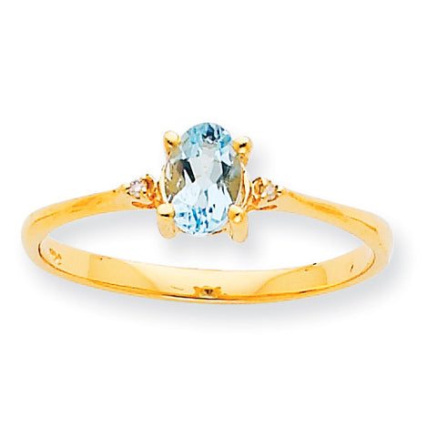 10k Polished Geniune Diamond & Aquamarine Birthstone Ring 10XBR204 - shirin-diamonds