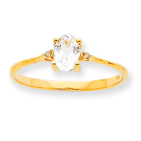 10k Polished Geniune Diamond & White Topaz Birthstone Ring 10XBR205 - shirin-diamonds