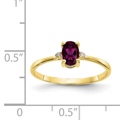 10k Polished Geniune Diamond & Rhodolite Garnet Birthstone Ring 10XBR207