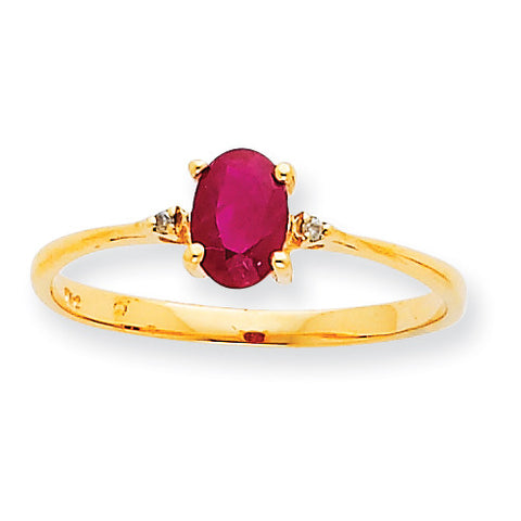 10k Polished Geniune Diamond & Ruby Birthstone Ring 10XBR208 - shirin-diamonds