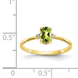 10k Polished Geniune Diamond & Peridot Birthstone Ring 10XBR209