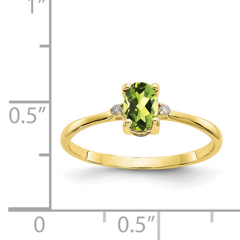 10k Polished Geniune Diamond & Peridot Birthstone Ring 10XBR209