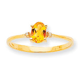 10k Polished Geniune Diamond & Citrine Birthstone Ring 10XBR212 - shirin-diamonds