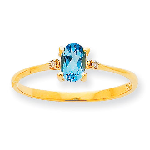 10k Polished Geniune Diamond & Blue Topaz Birthstone Ring 10XBR213 - shirin-diamonds