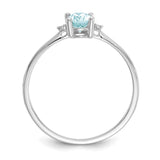 10k White Gold Polished Geniune Diamond & Aquamarine Birthstone Ring 10XBR216