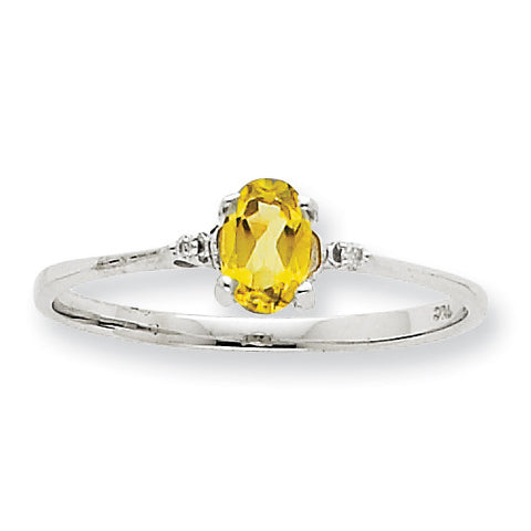 10k White Gold Polished Geniune Diamond & Peridot Birthstone Ring 10XBR221 - shirin-diamonds