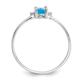 10k White Gold Polished Geniune Diamond/Blue Topaz Birthstone Ring 10XBR225
