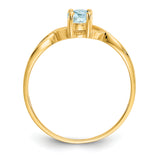 10k Polished Geniune Aquamarine Birthstone Ring 10XBR228