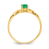 10k Polished Geniune Emerald Birthstone Ring 10XBR230