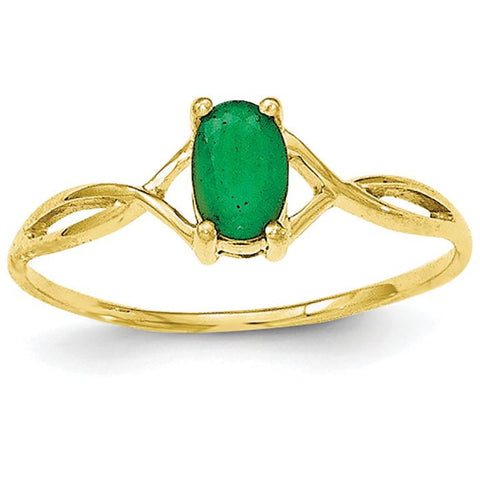 10k Polished Geniune Emerald Birthstone Ring 10XBR230 - shirin-diamonds