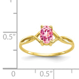 10k Polished Geniune Pink Tourmaline Birthstone Ring 10XBR235