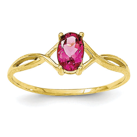 10k Polished Geniune Pink Tourmaline Birthstone Ring 10XBR235 - shirin-diamonds