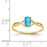 10k Polished Geniune Blue Topaz Birthstone Ring 10XBR237