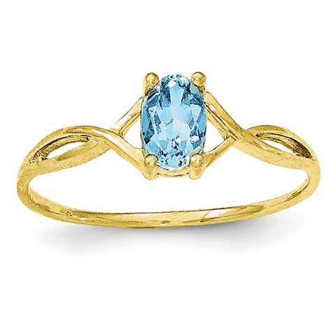 10k Polished Geniune Blue Topaz Birthstone Ring 10XBR237 - shirin-diamonds