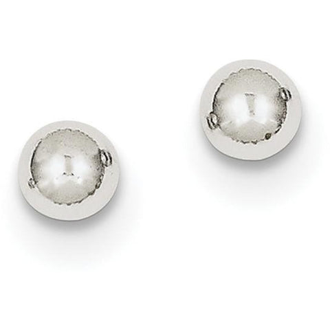 10k White Gold Polished 5mm Ball Post Earrings 10XWE322 - shirin-diamonds