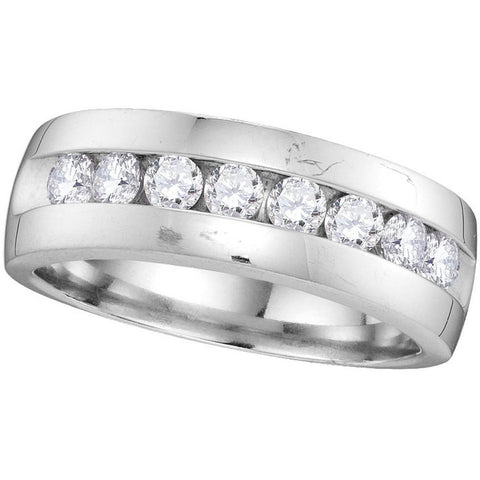 14kt White Gold Mens Round Diamond Wedding Anniversary Band Ring 1.00 Cttw 110033 - shirin-diamonds