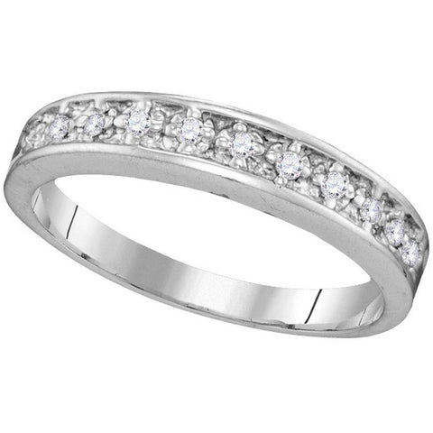 10kt White Gold Womens Round Diamond Band Ring 1/10 Cttw 110089 - shirin-diamonds