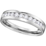 14kt White Gold Womens Round Channel-set Diamond Wedding Band 1/2 Cttw 110095 - shirin-diamonds