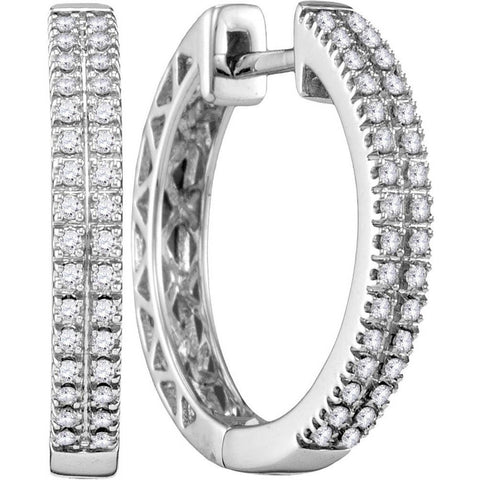 10kt White Gold Womens Round Diamond Hoop Earrings 1/3 Cttw 110201 - shirin-diamonds