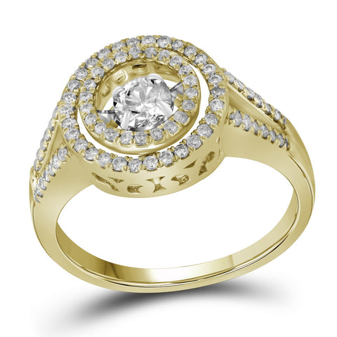 10kt Yellow Gold Womens Round Diamond Moving Twinkle Bridal Wedding Engagement Ring 5/8 Cttw 110231 - shirin-diamonds
